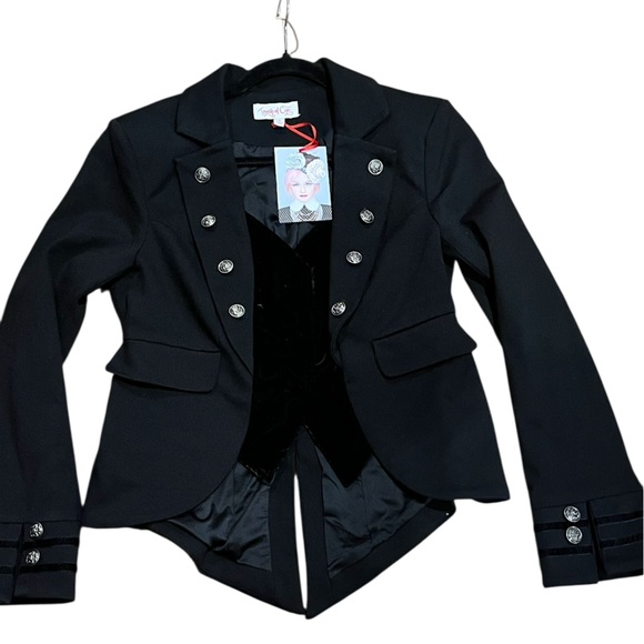 Touch of Cyn Jackets & Blazers - Touch of Cyn (Cyndi Lauper)2-fer cropped tuxedo style jacket with velvet vest